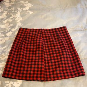 Short Red & Black Plaid Skirt